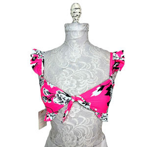 Maaji Women's Festival Juggler 2 Way Reversible Bandeau Ruffle Bikini Top S NWT